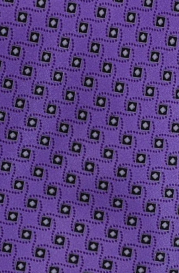 Italo Ferretti Silk Tie, Purple Navy Square Neat