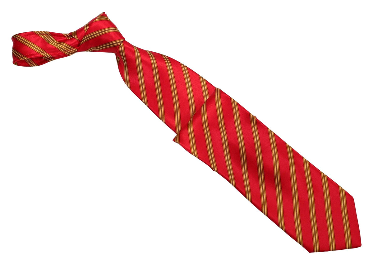 Italo Ferretti Silk Tie, Red Gold Stripe