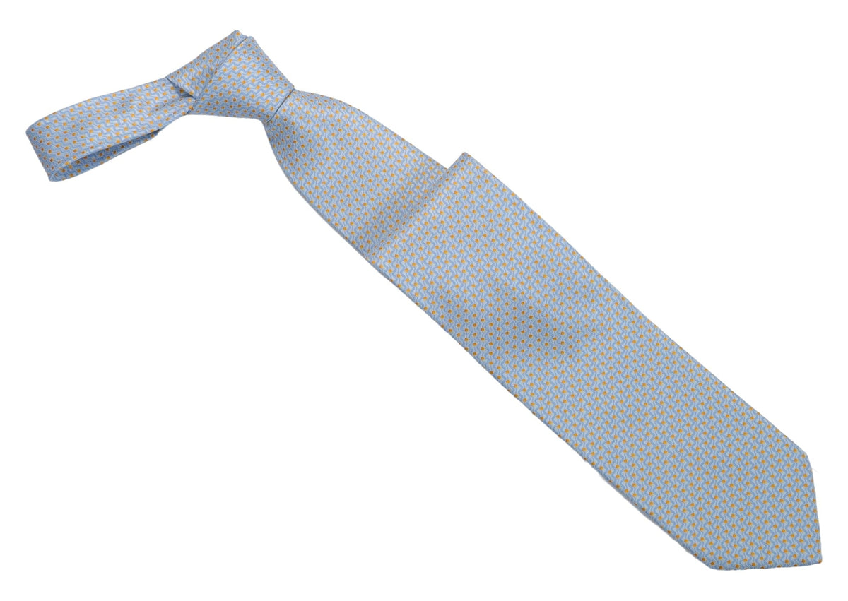 Italo Ferretti Silk Tie, Sky Blue Gold Neat