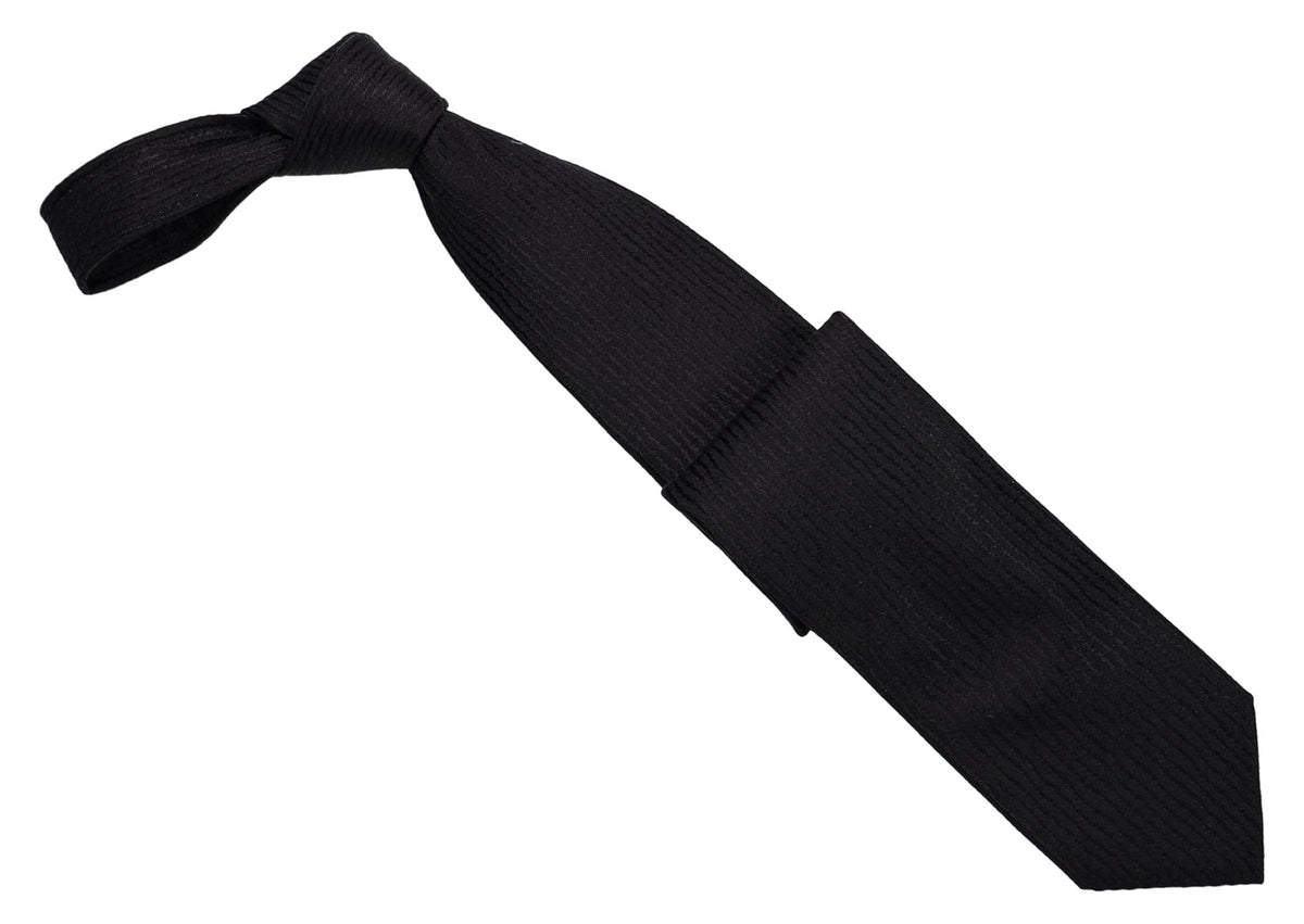 Italo Ferretti Silk Tie, Black Ribbed Solid