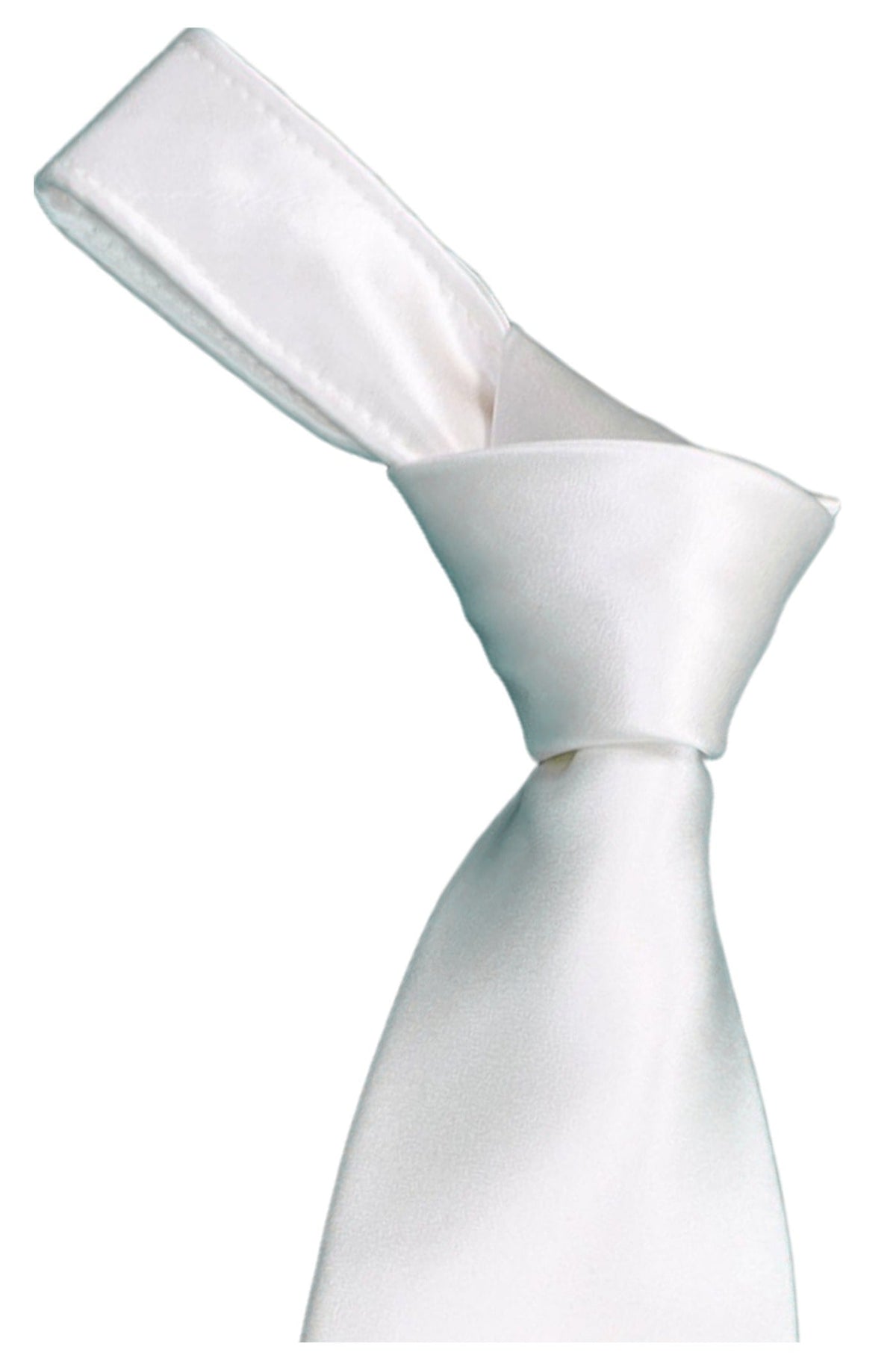 Italo Ferretti Silk Tie, White Satin Solid