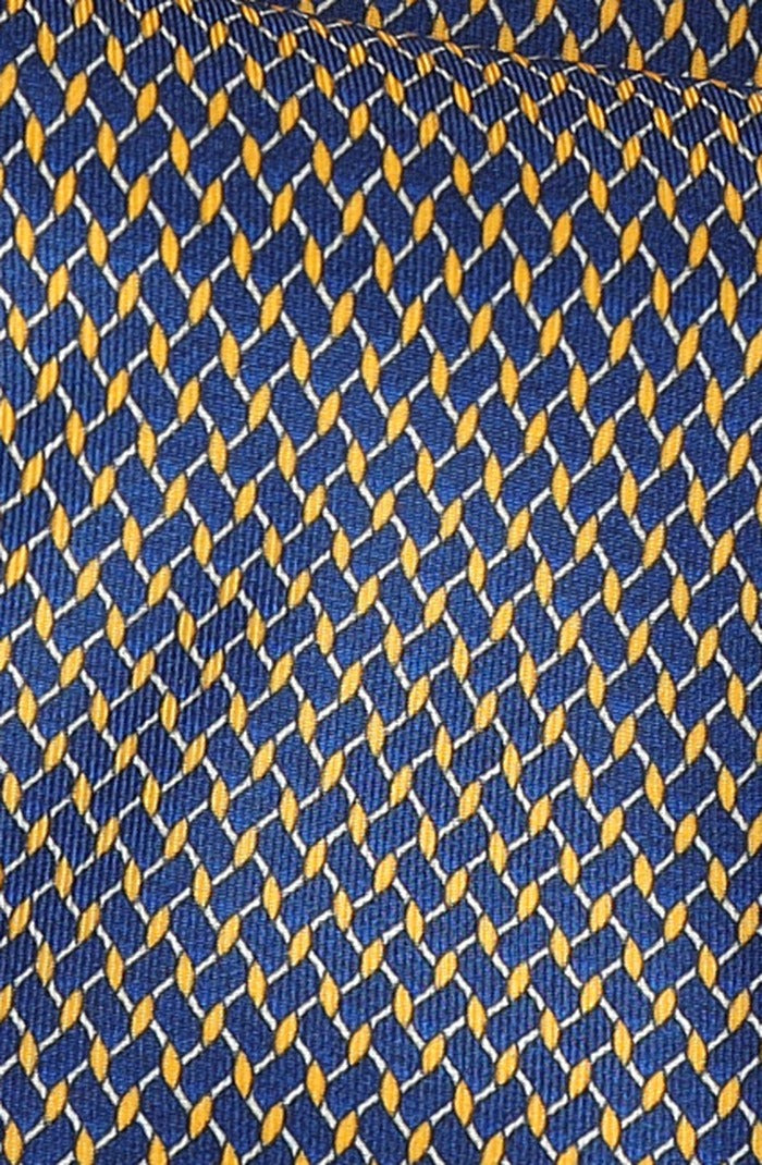 Italo Ferretti Silk Tie, Navy Gold Micro Weave