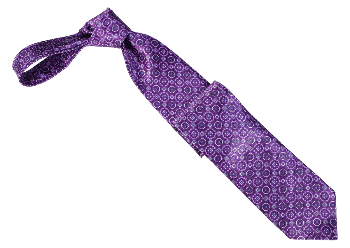Italo Ferretti Silk Tie, Purple Medallion