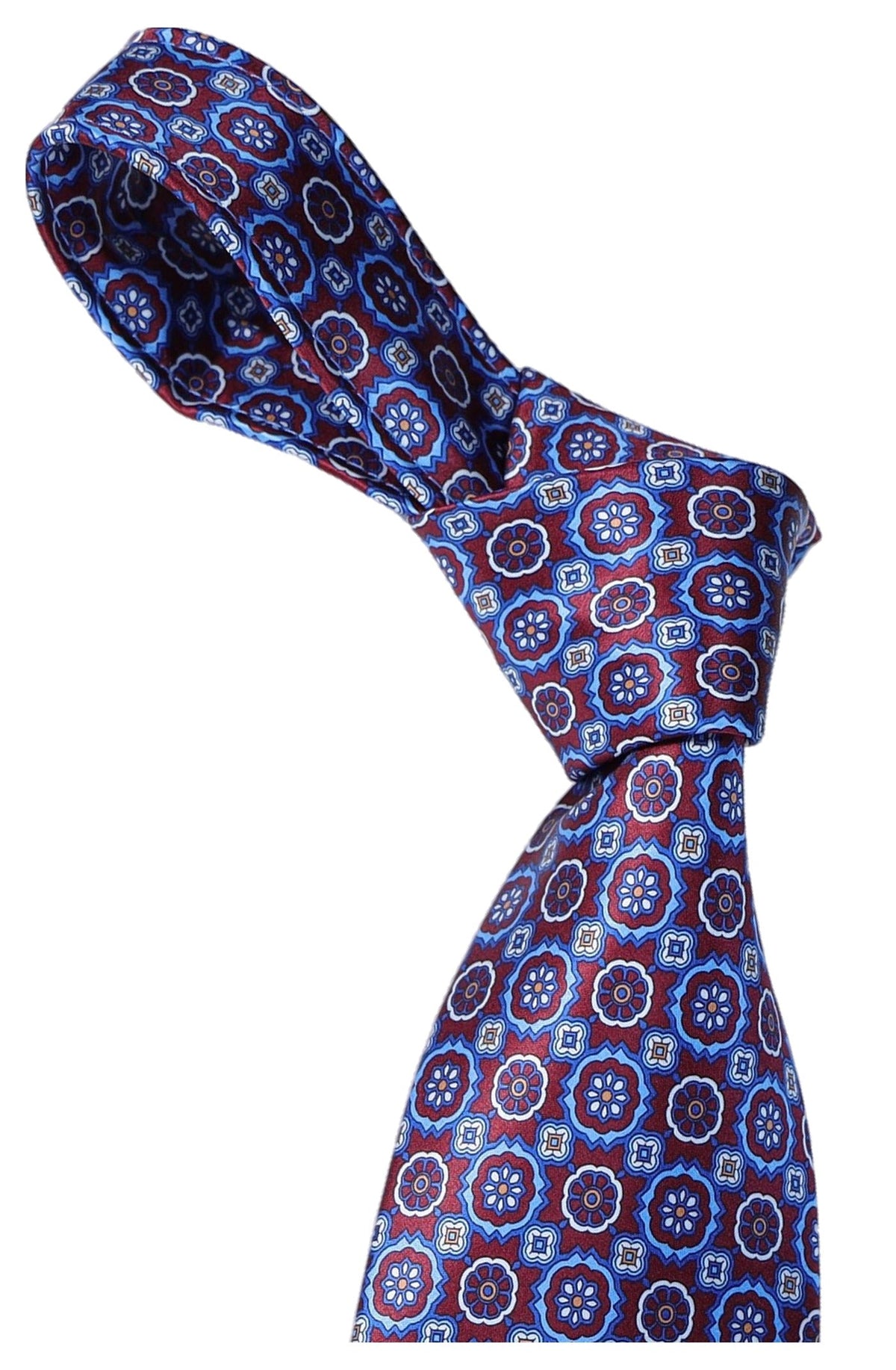 Italo Ferretti Silk Tie, Plum Blue Medallion