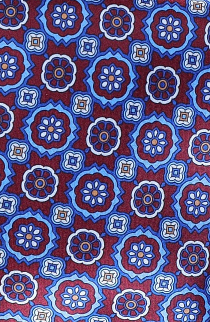 Italo Ferretti Silk Tie, Plum Blue Medallion