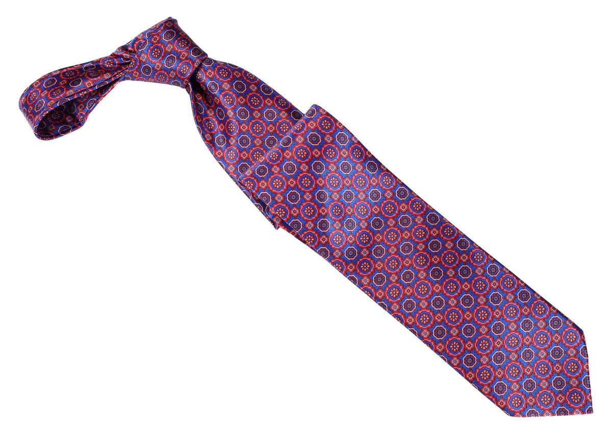 Italo Ferretti Silk Tie, Berry Blue Medallion