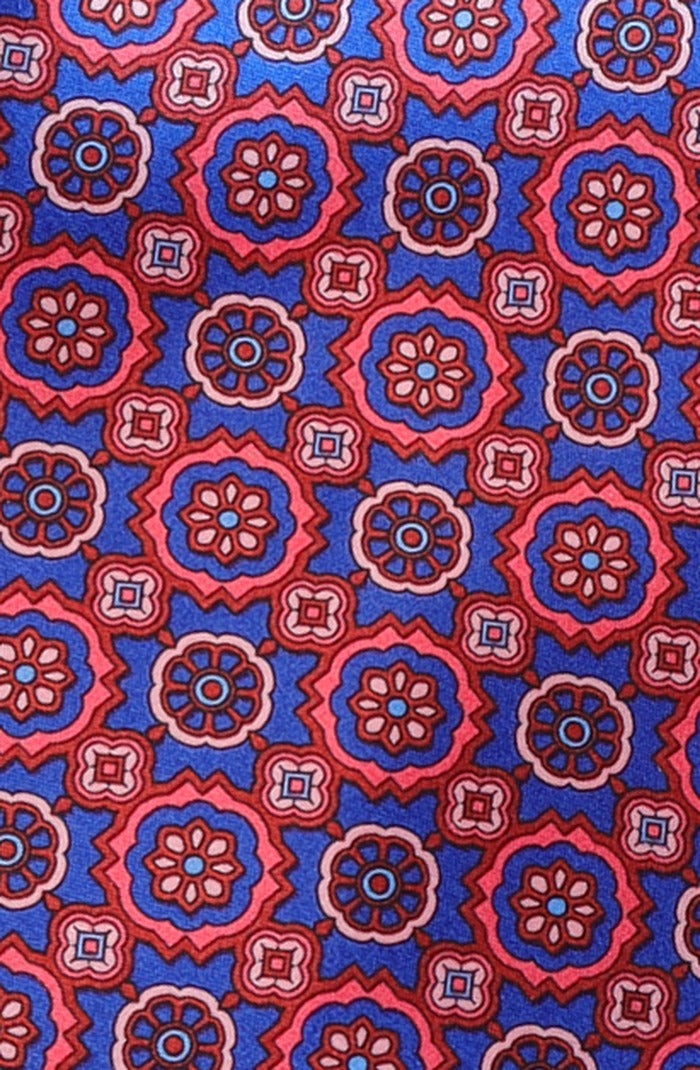 Italo Ferretti Silk Tie, Berry Blue Medallion
