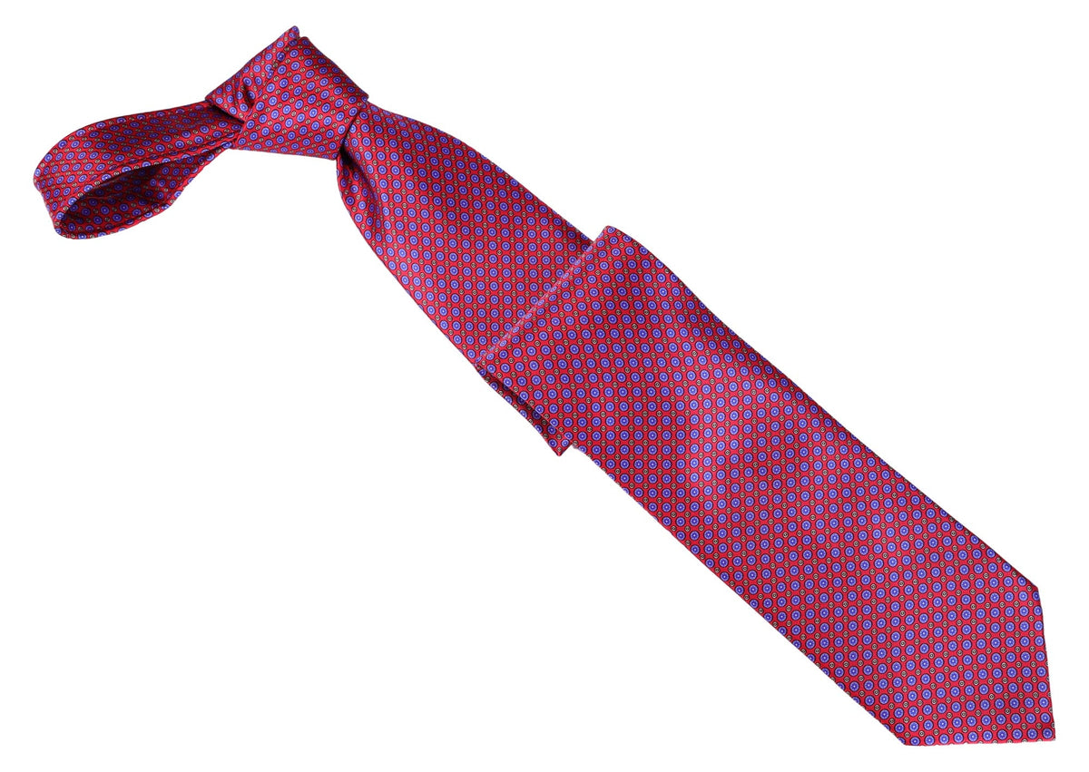Italo Ferretti Silk Tie, Raspberry Medallion Neat