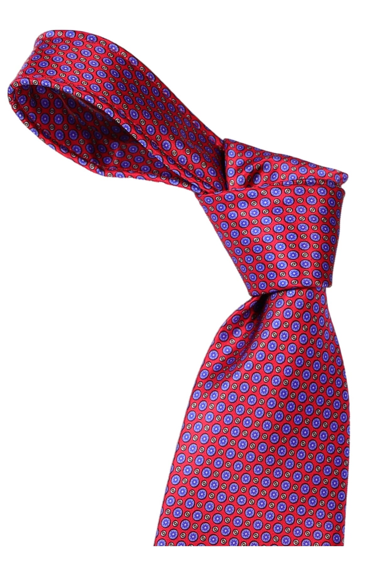 Italo Ferretti Silk Tie, Raspberry Medallion Neat