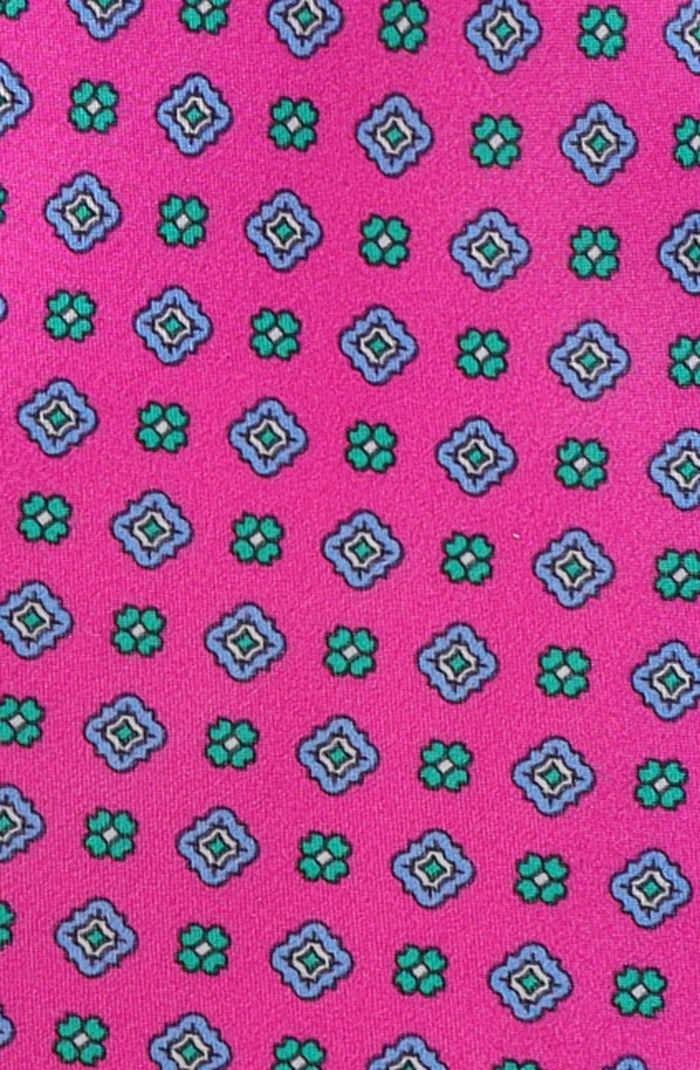 Italo Ferretti Silk Tie, Fuchsia Diamond Foulard