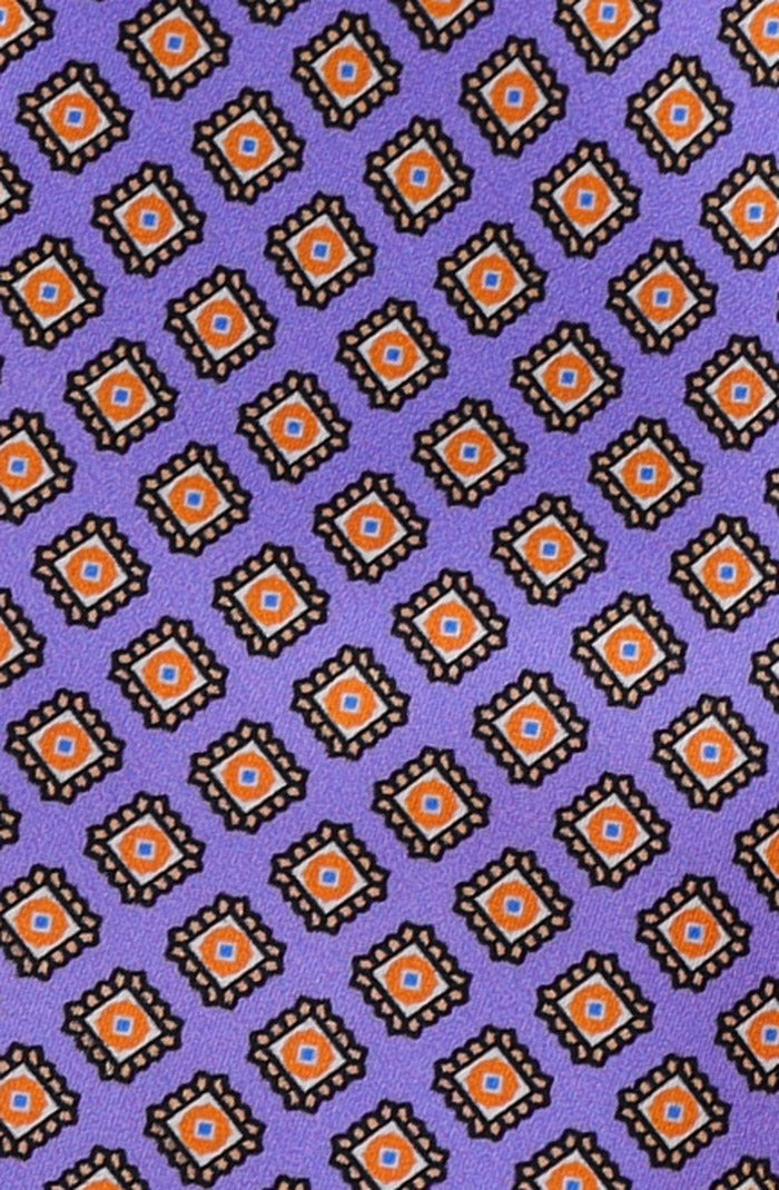 Italo Ferretti Silk Tie, Lavender Gold Diamond