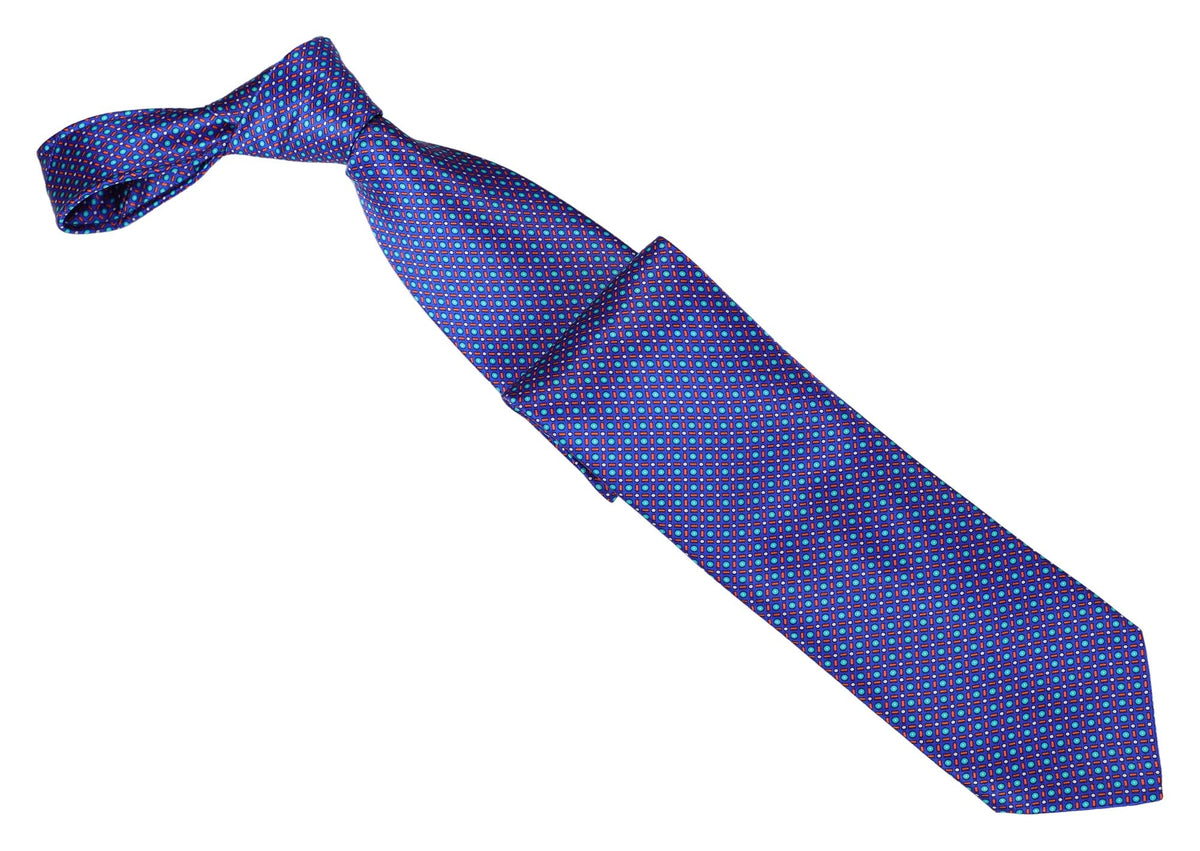 Italo Ferretti Silk Tie, Royal Blue Micro Neat
