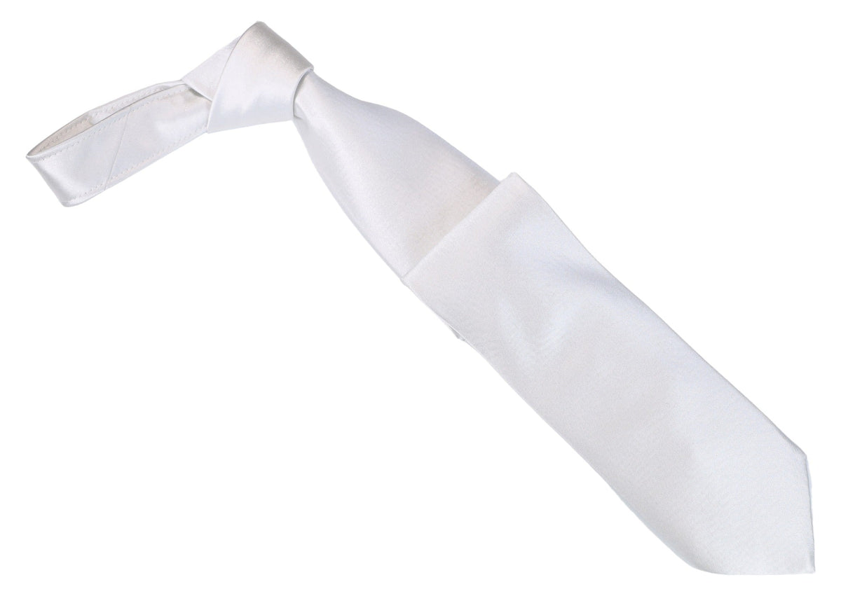Italo Ferretti - Silk Tie - Mens Tie - Mondo Uomo - White Shimmer Solid - T4-03 - Front
