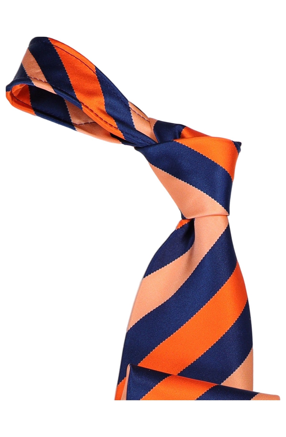 Italo Ferretti Silk Tie, Navy Orange Peach Stripe