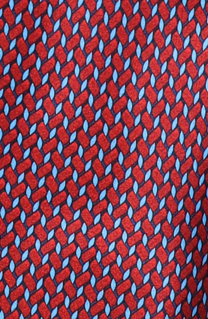 Italo Ferretti Silk Tie, Burgundy Blue Geometric Neat