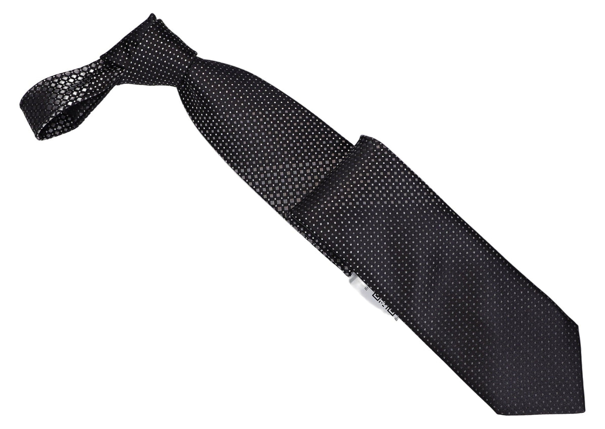 Italo Ferretti Silk Tie, Black Silver Pin Neat