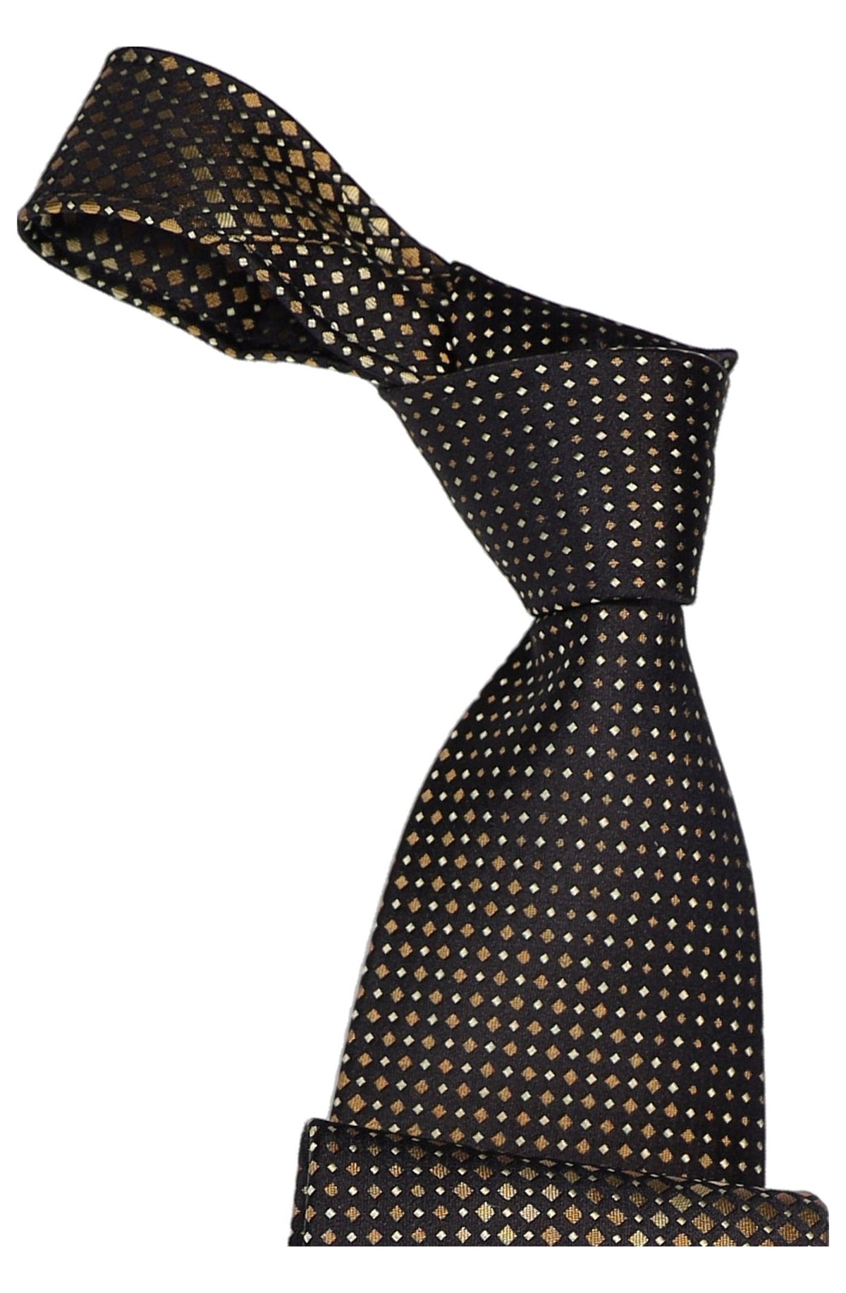 Italo Ferretti Silk Tie, Black Gold Diamond Neat
