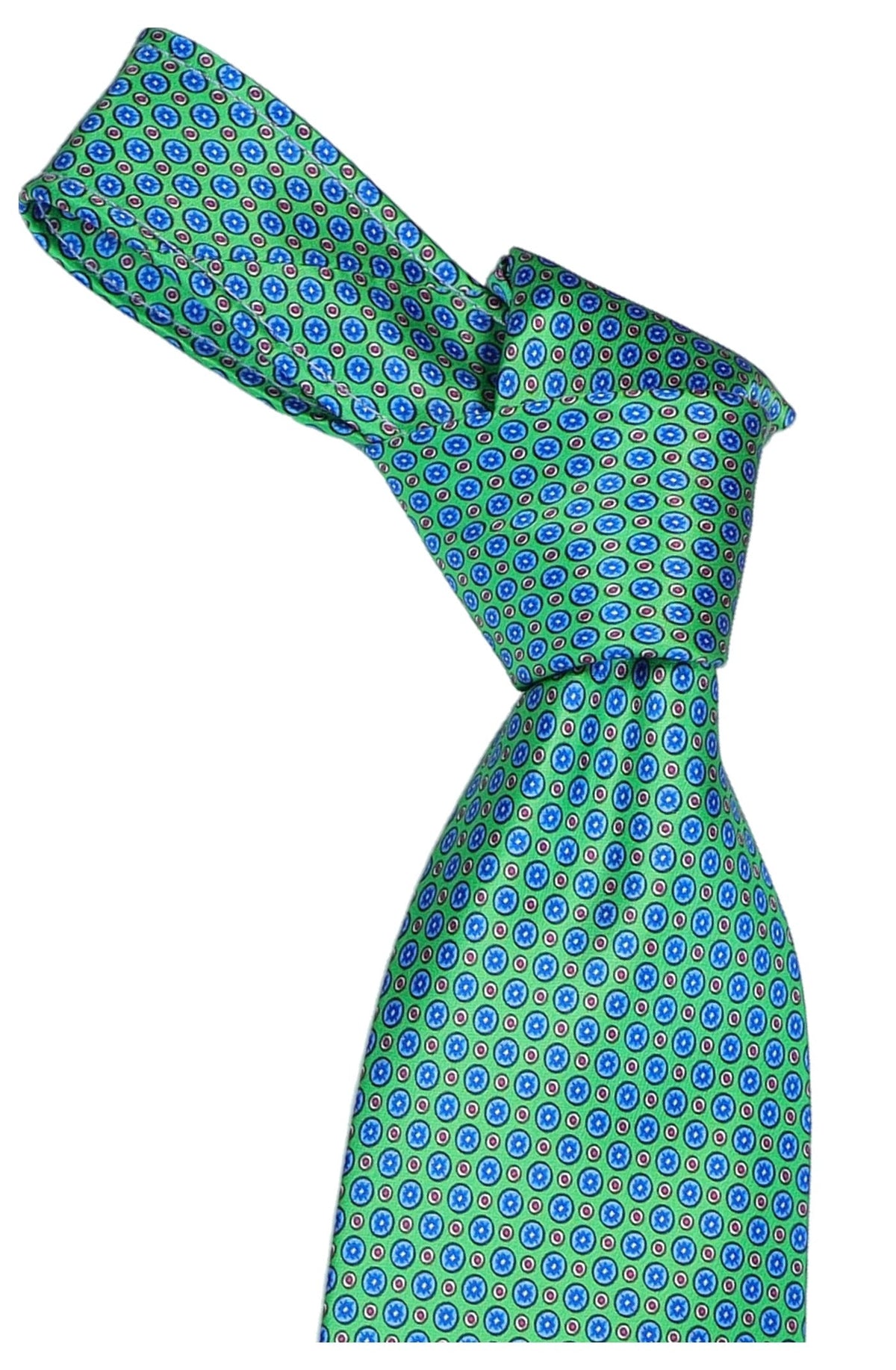 Italo Ferretti Silk Tie, Teal Green Blue Medallion