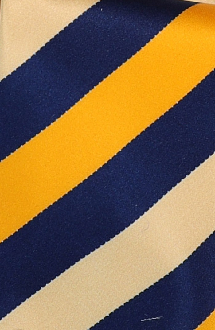 Italo Ferretti Silk Tie, Navy Gold Cream Stripe