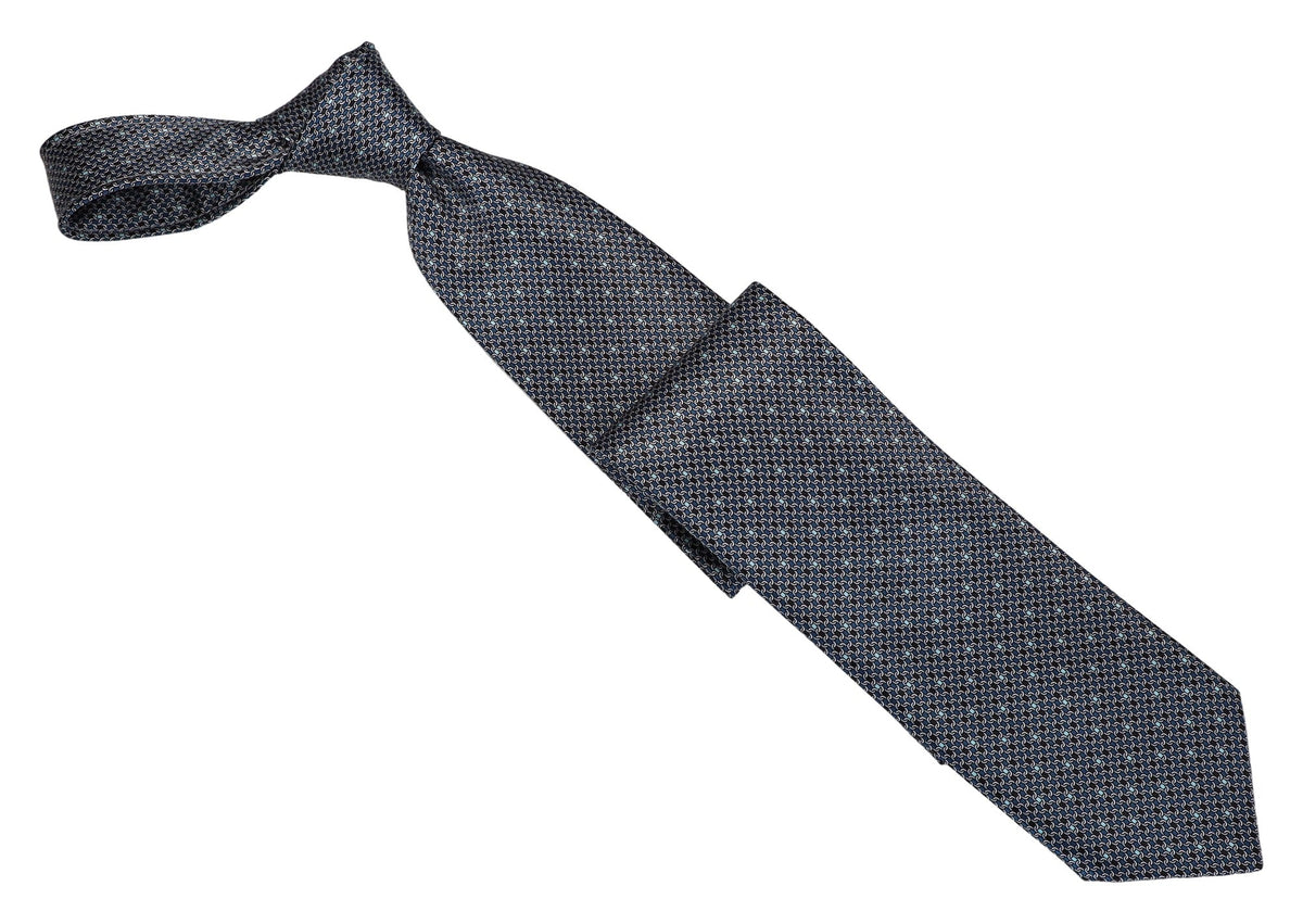 Italo Ferretti Silk Tie, Charcoal Blue Micro Neat