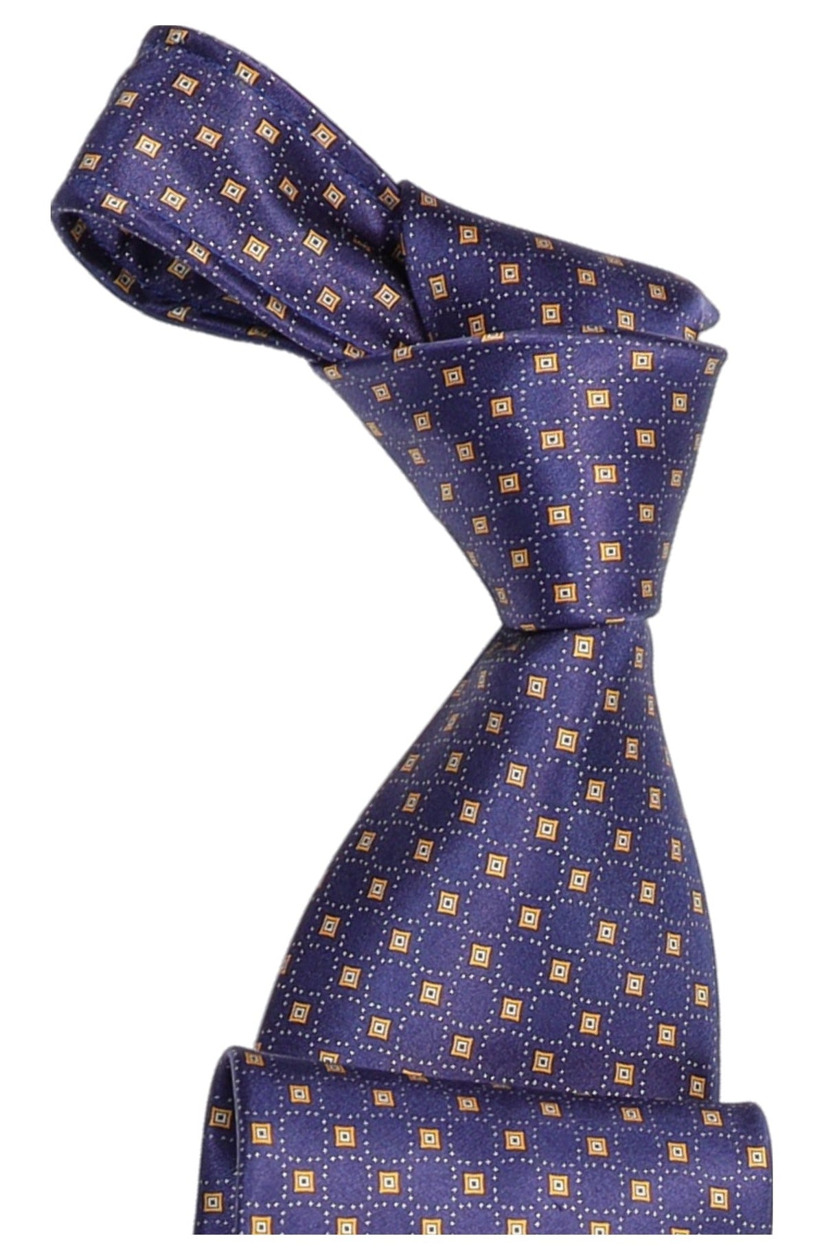 Italo Ferretti Silk Tie, Navy Gold Square Neat