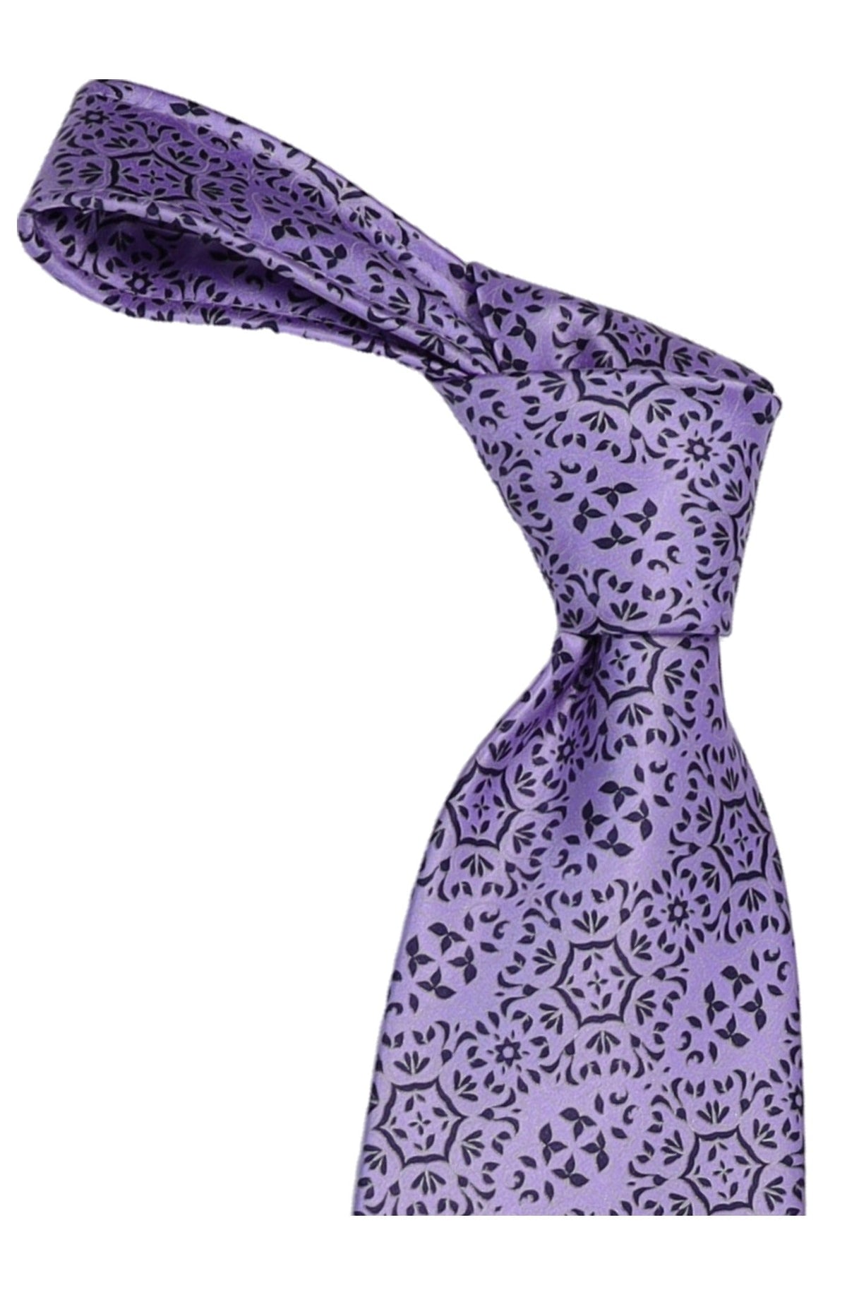 Italo Ferretti Silk Tie, Lavender Navy Medallion