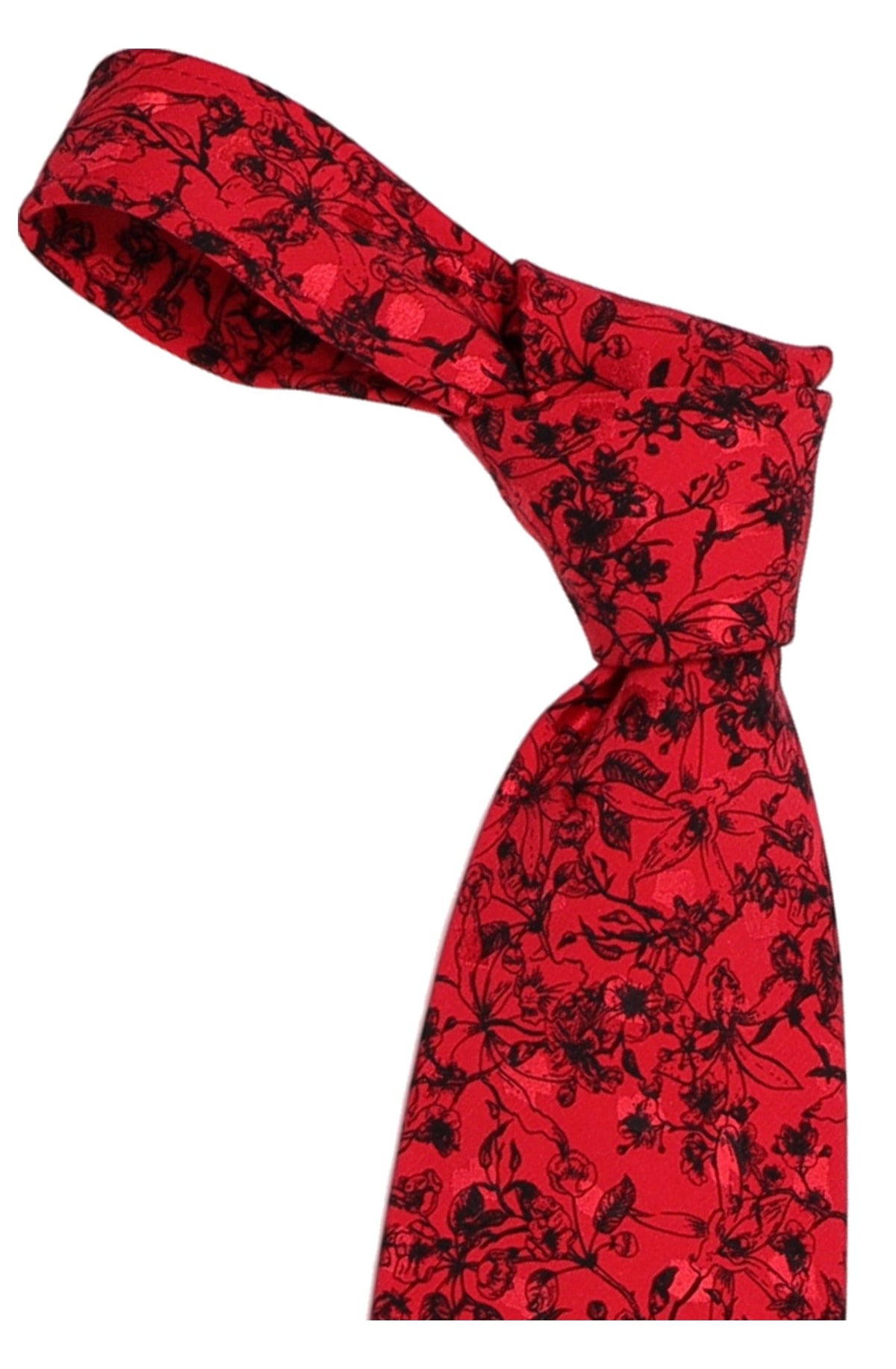Italo Ferretti Silk Tie, Red Black Floral