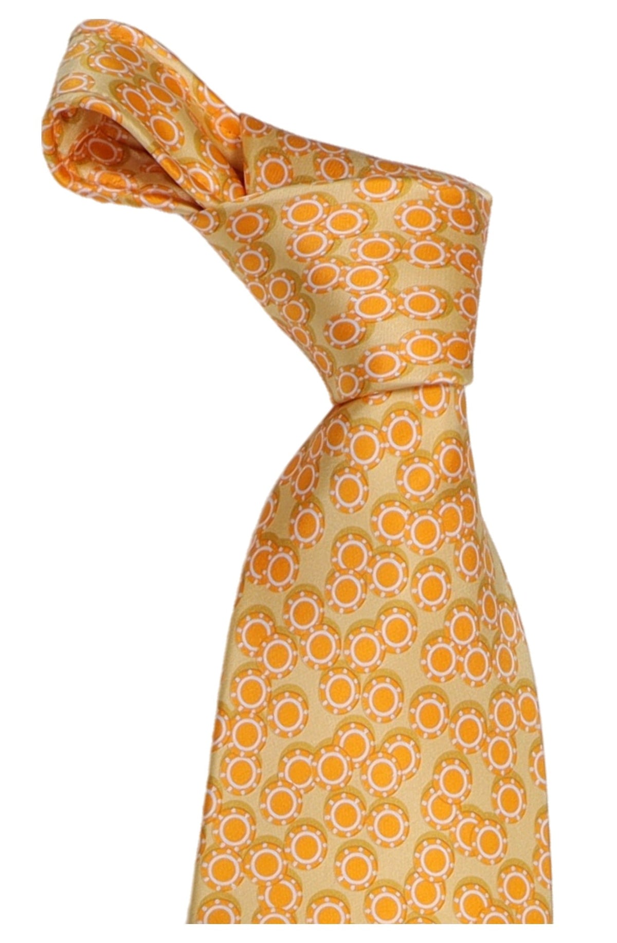 Italo Ferretti Silk Tie, Gold Orange Circle Print