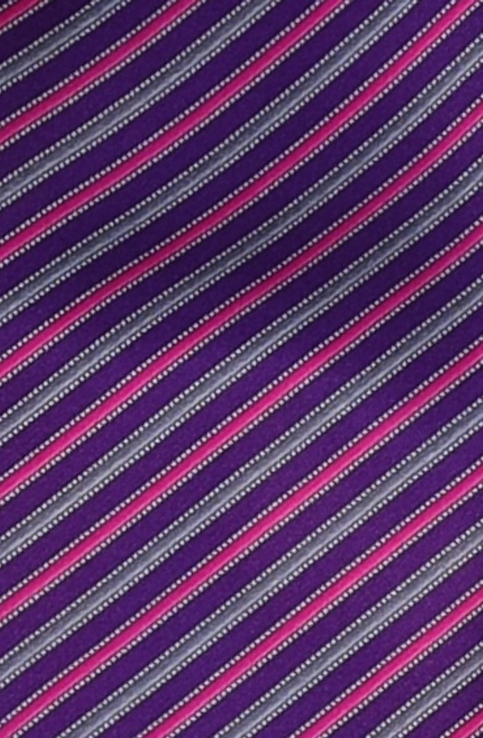 Italo Ferretti Silk Tie, Purple Pink Stripe