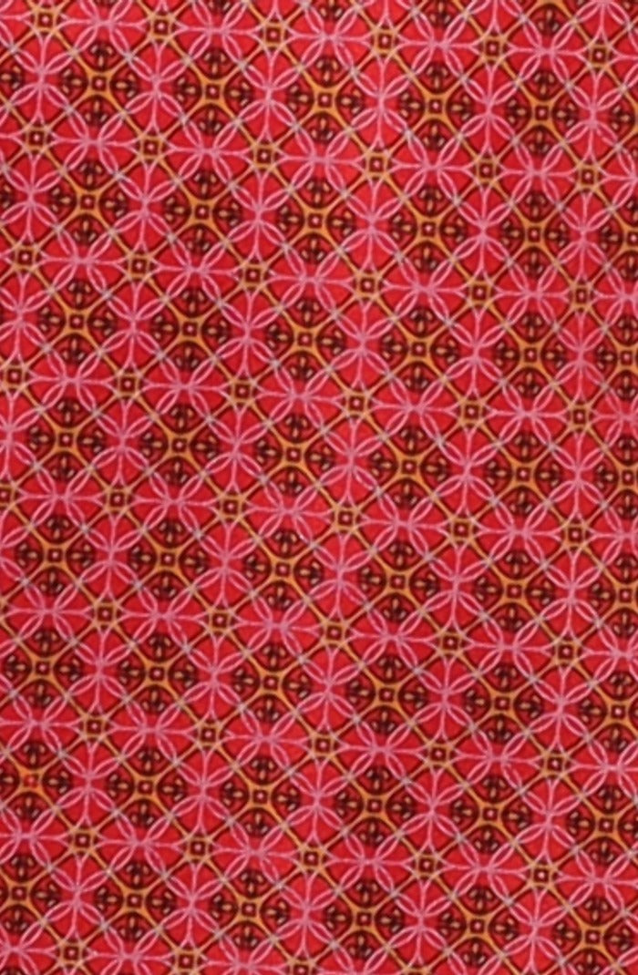 Italo Ferretti Silk Tie, Red Pink Lattice Neat