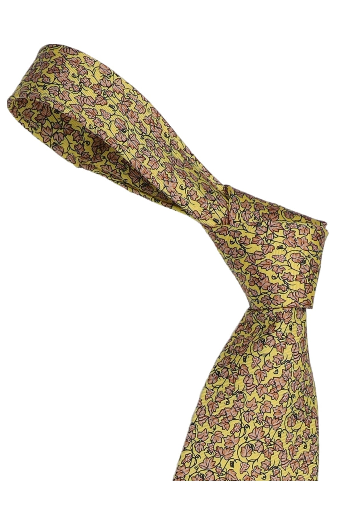 Italo Ferretti Silk Tie, Yellow Grapevine Print