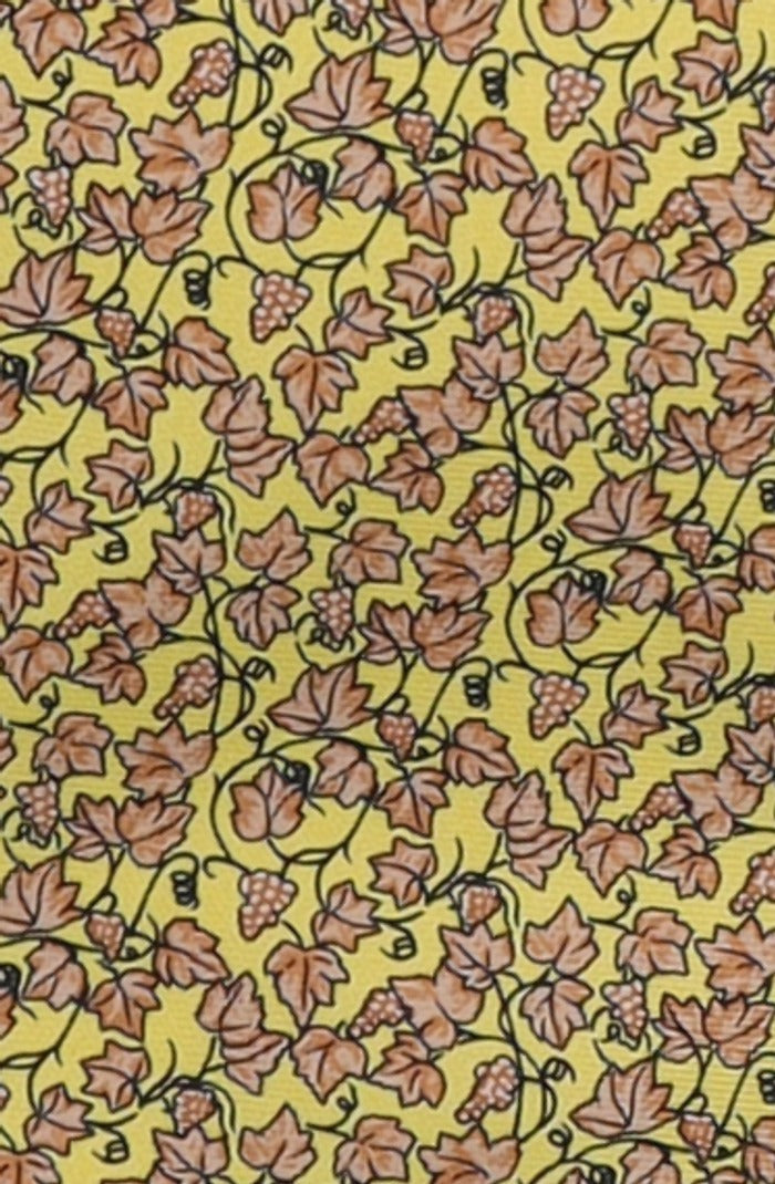 Italo Ferretti Silk Tie, Yellow Grapevine Print