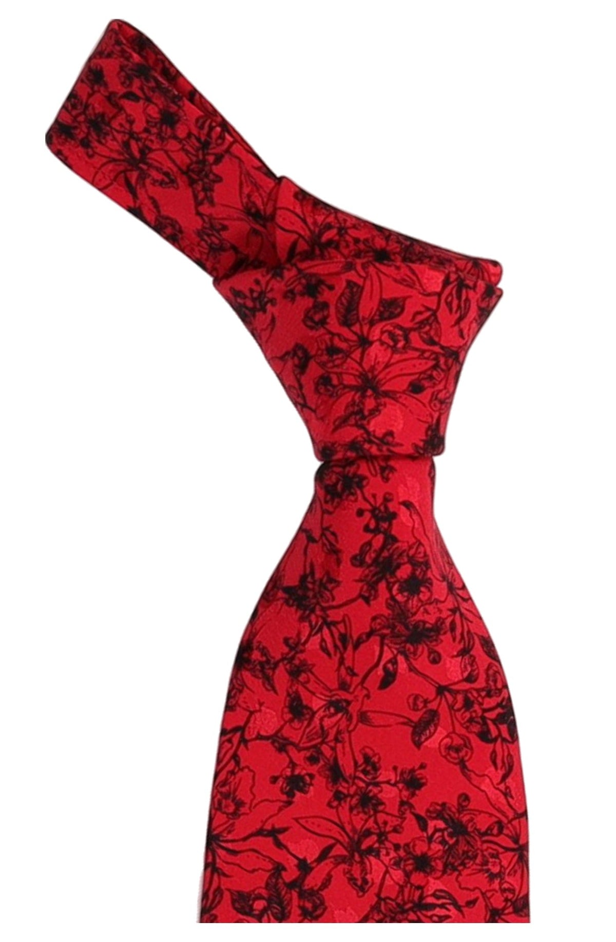 Italo Ferretti Silk Tie, Red Black Floral Print