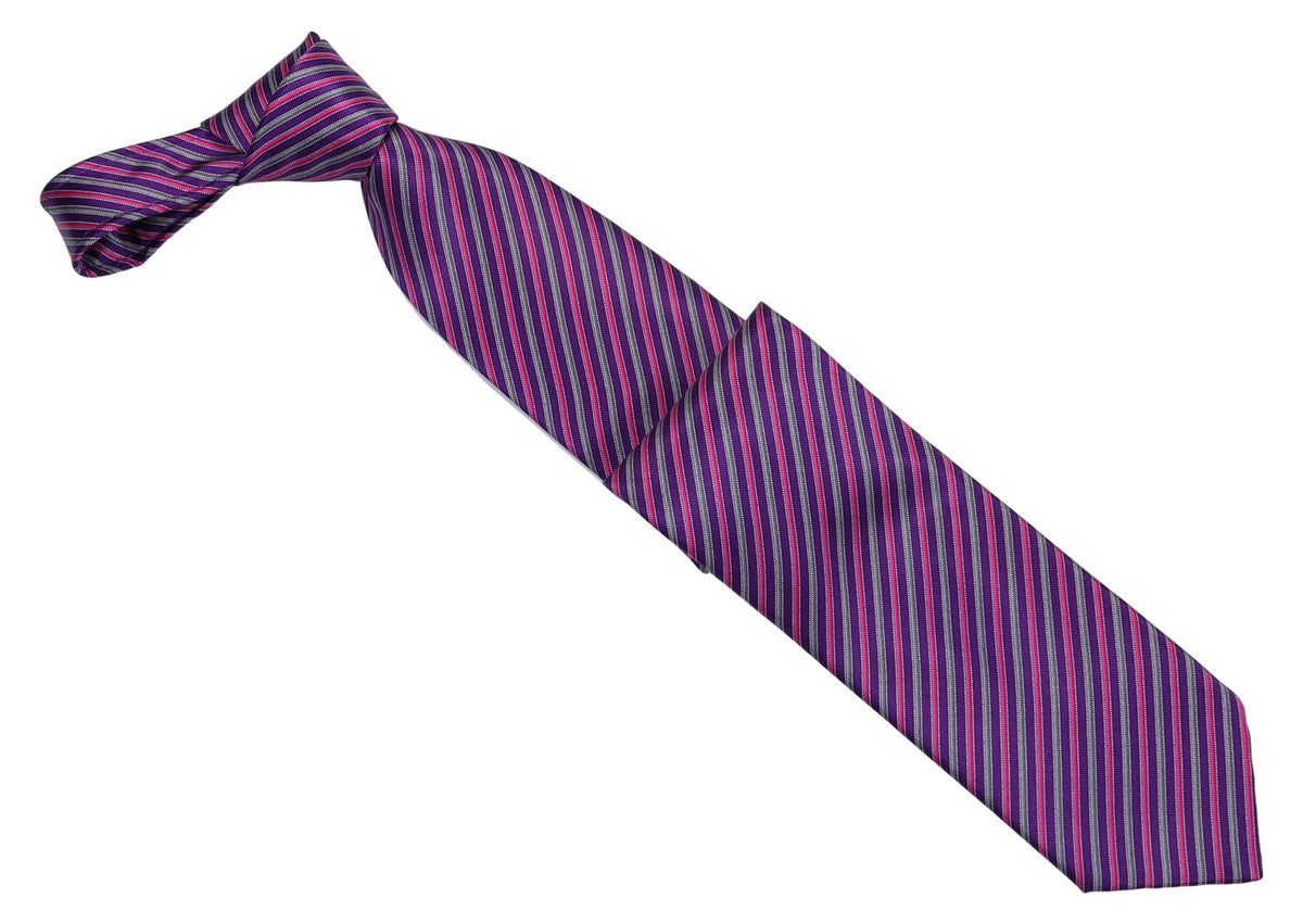 Italo Ferretti Silk Tie, Purple Violet Stripe