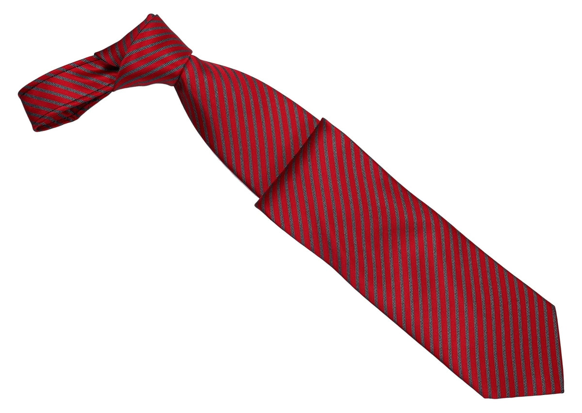 Italo Ferretti Silk Tie, Red Dotted Stripe