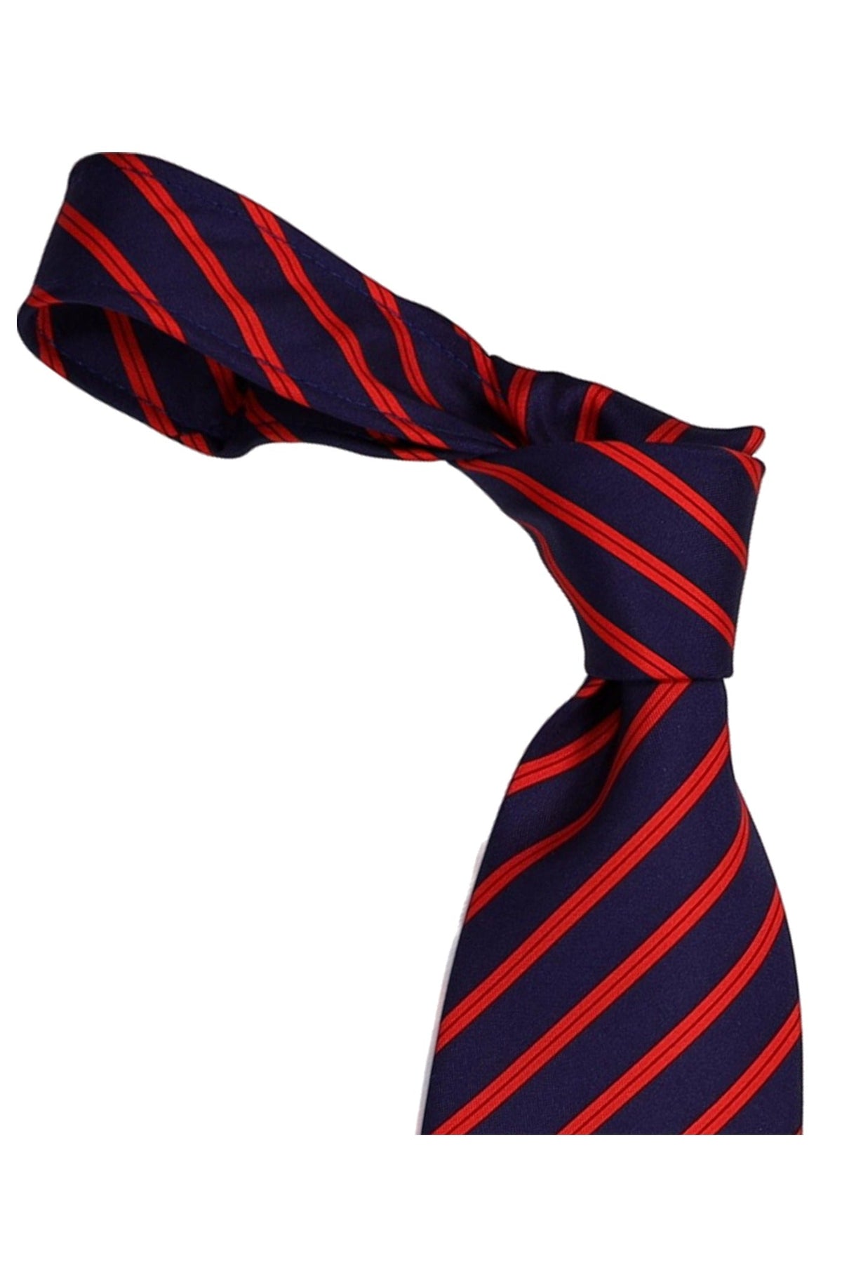 Italo Ferretti Silk Tie, Navy Red Stripe