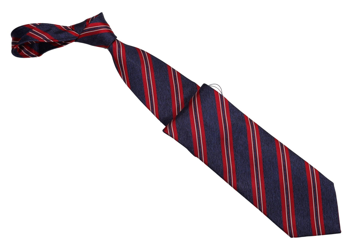 Italo Ferretti Silk Tie, Navy Red White Stripe