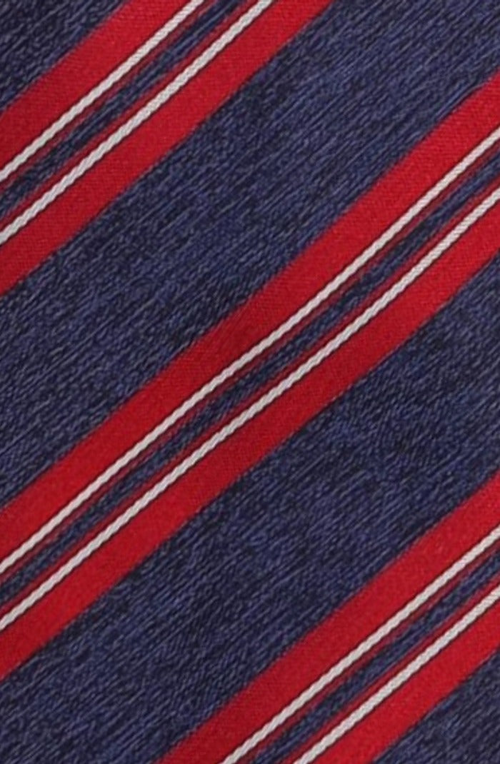 Italo Ferretti Silk Tie, Navy Red White Stripe