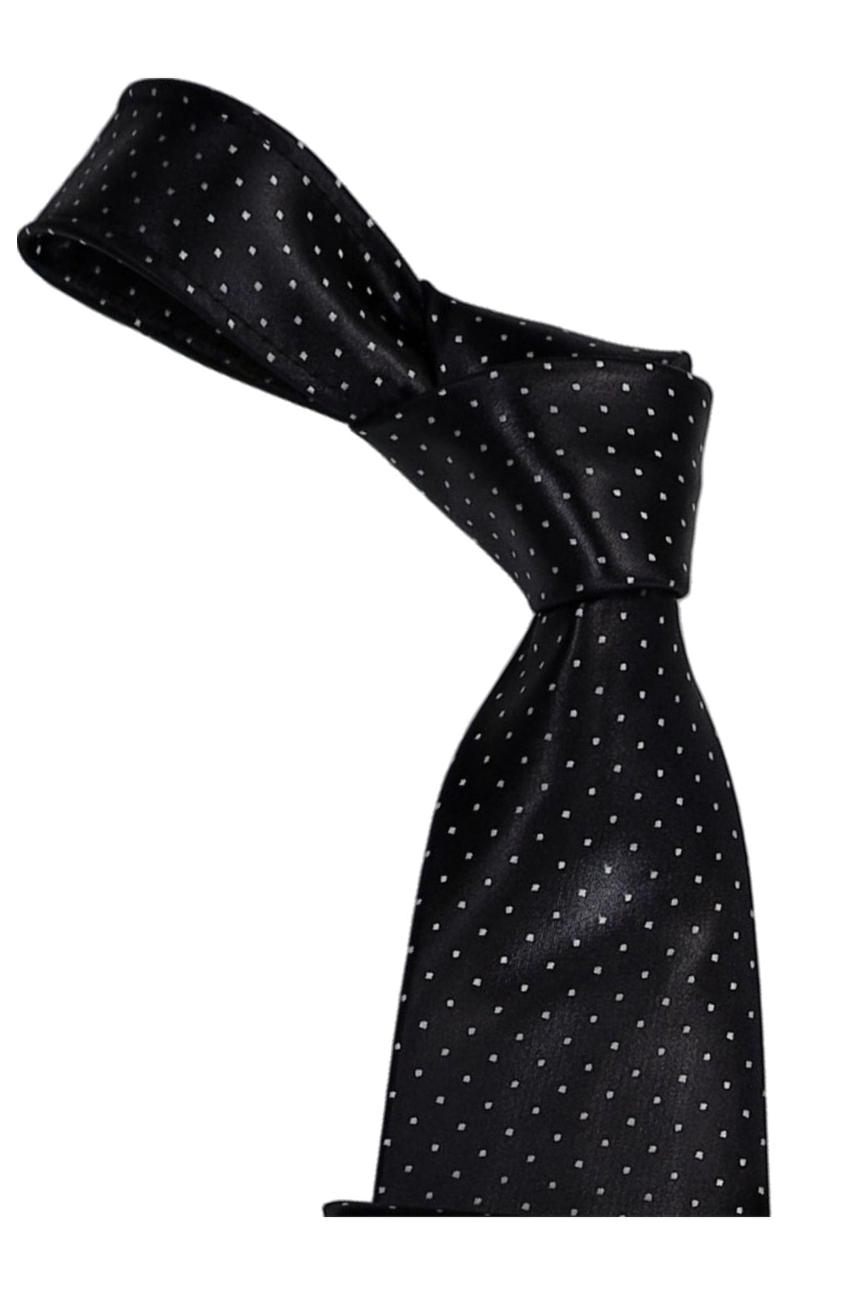 Italo Ferretti Silk Tie, Black White Pin Dot