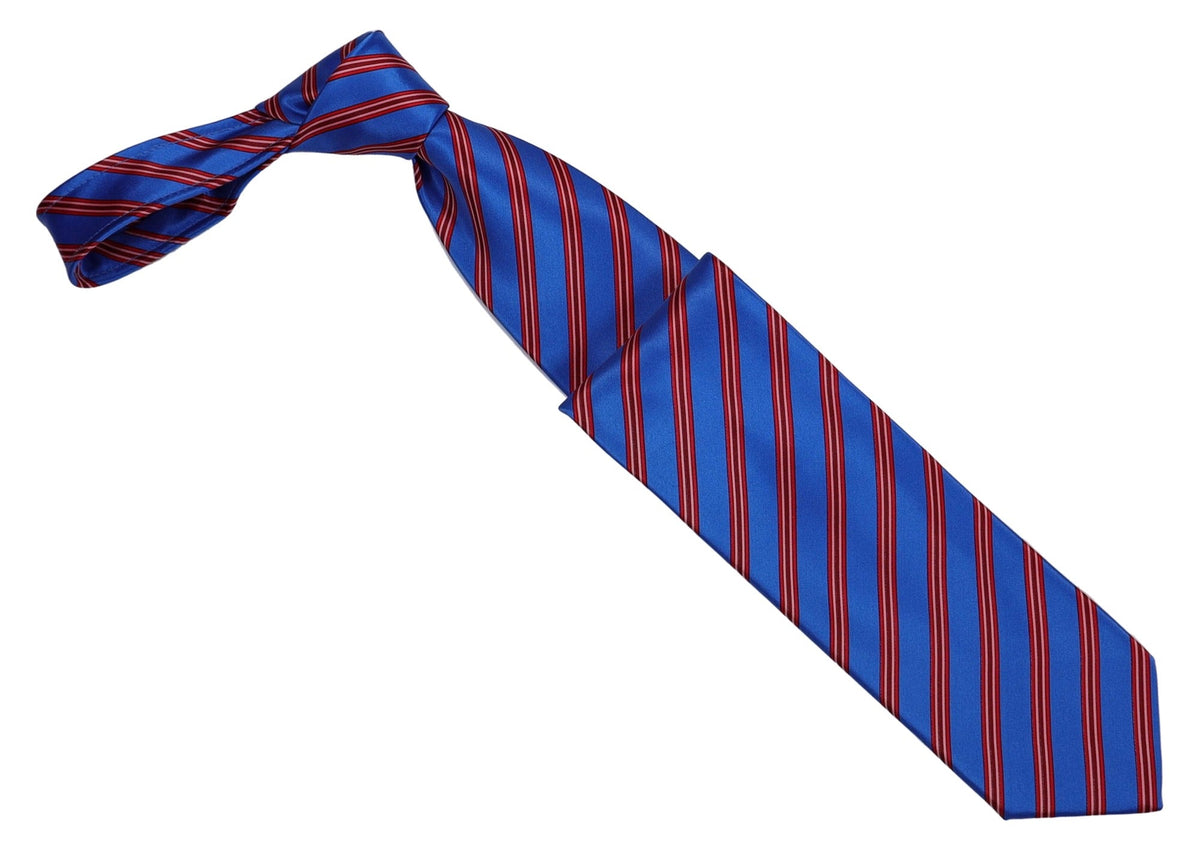 Italo Ferretti Silk Tie, Royal Blue Red Stripe