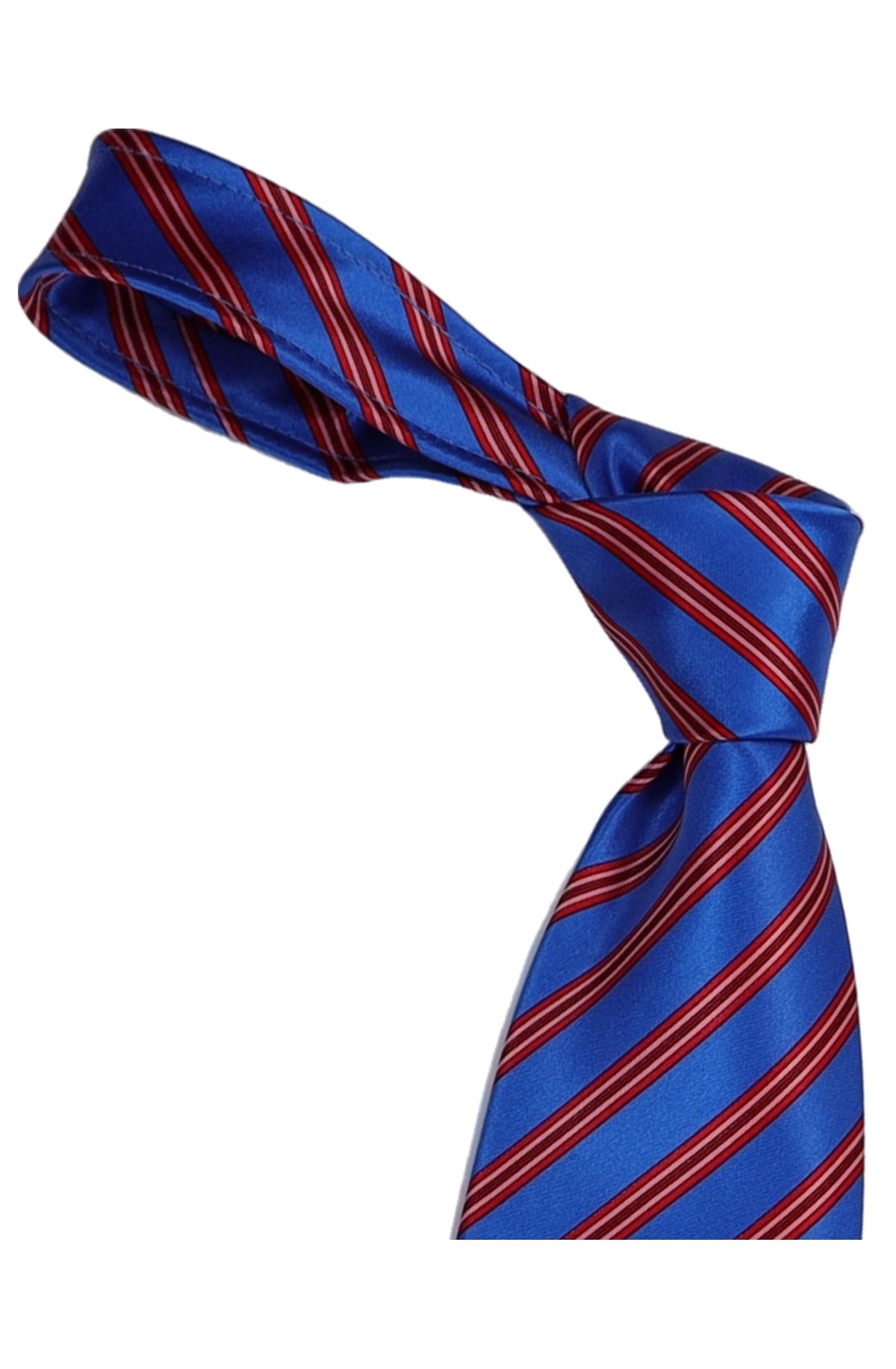 Italo Ferretti Silk Tie, Royal Blue Red Stripe