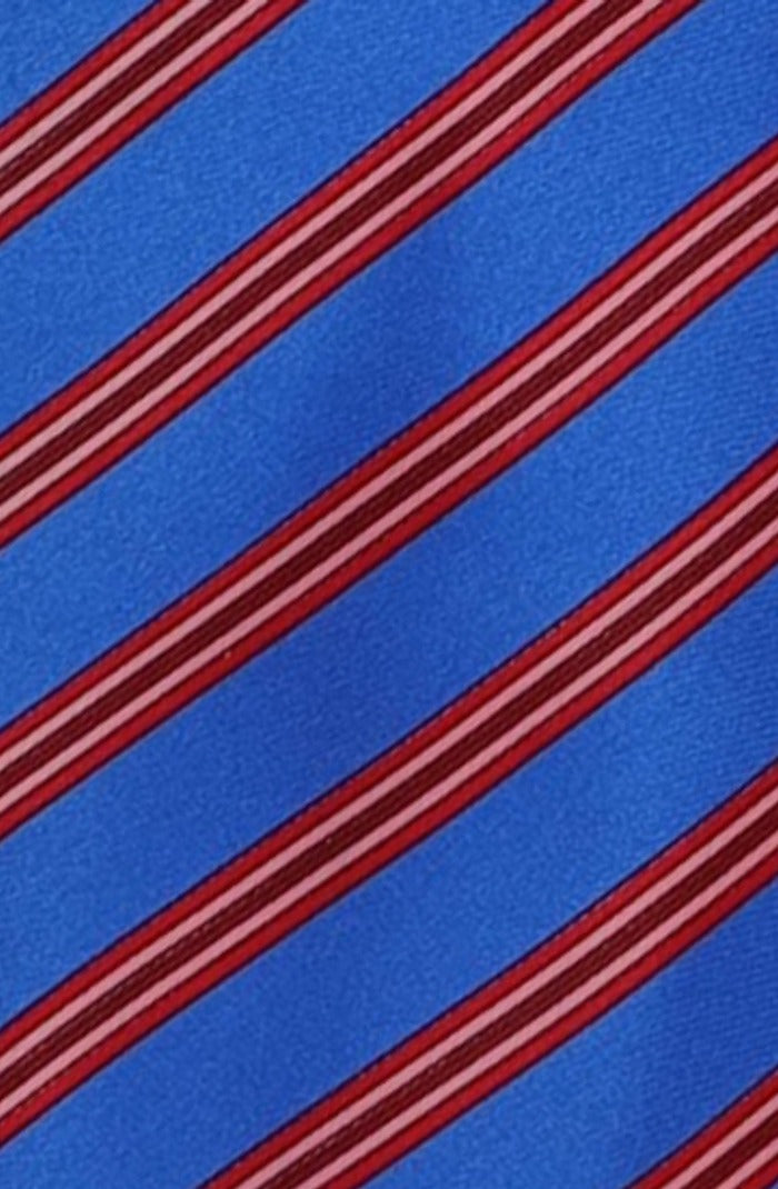 Italo Ferretti Silk Tie, Royal Blue Red Stripe