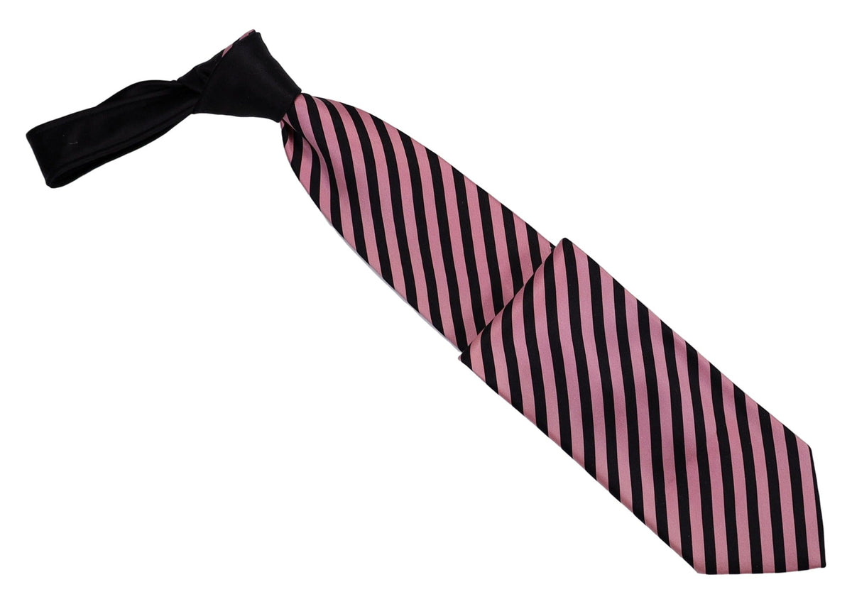 Italo Ferretti Silk Tie, Pink Black Stripe