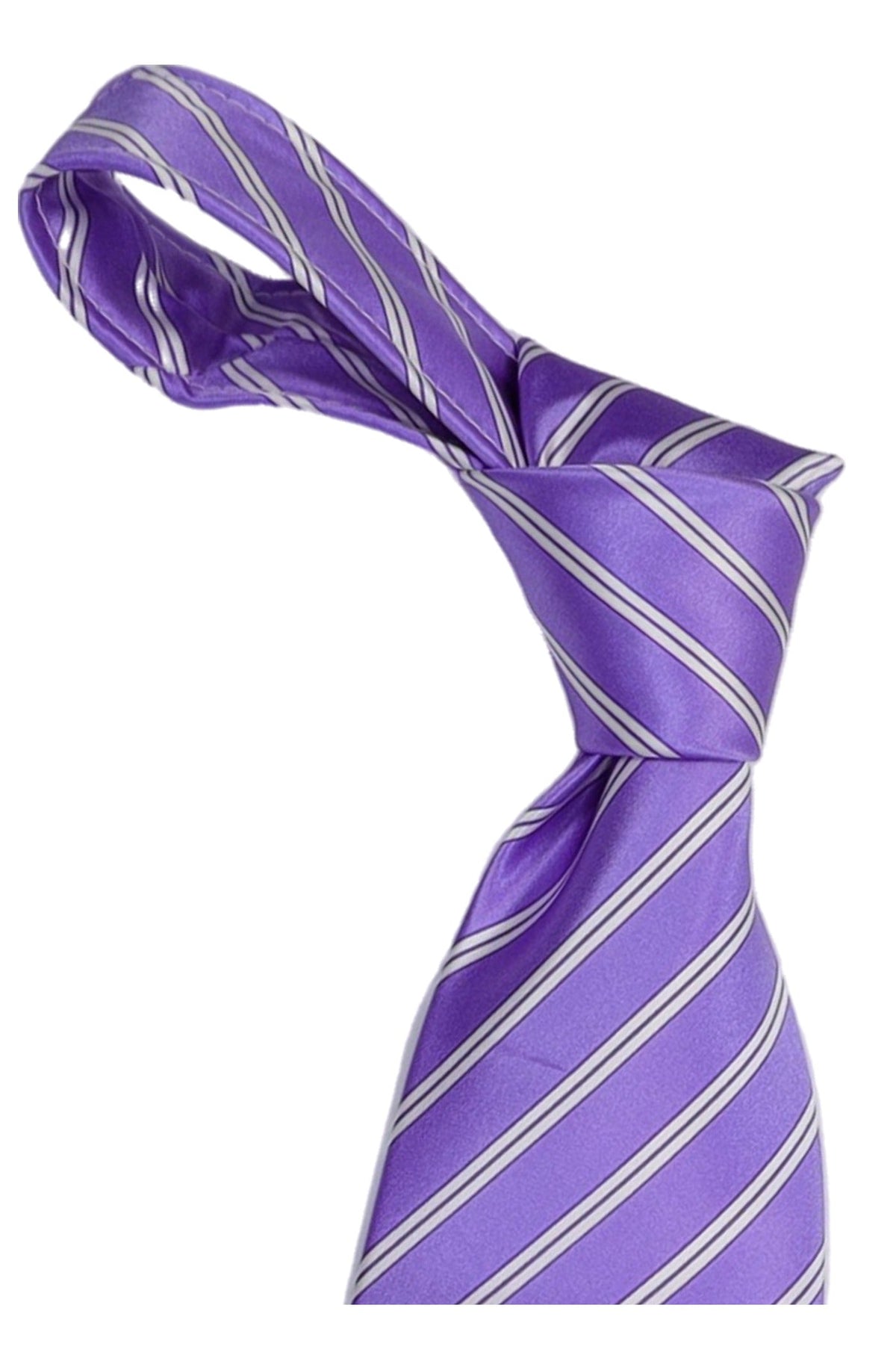 Italo Ferretti Silk Tie, Lavender White Stripe