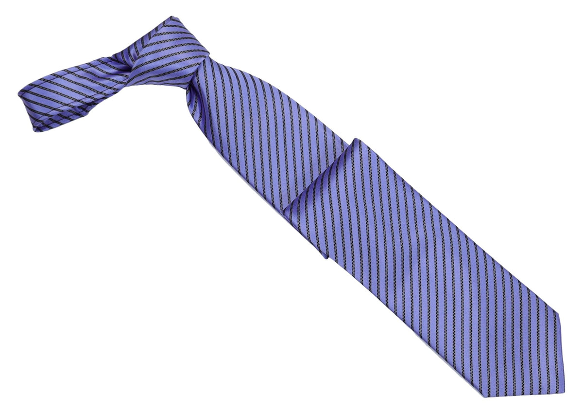 Italo Ferretti Silk Tie, Periwinkle Navy Stripe