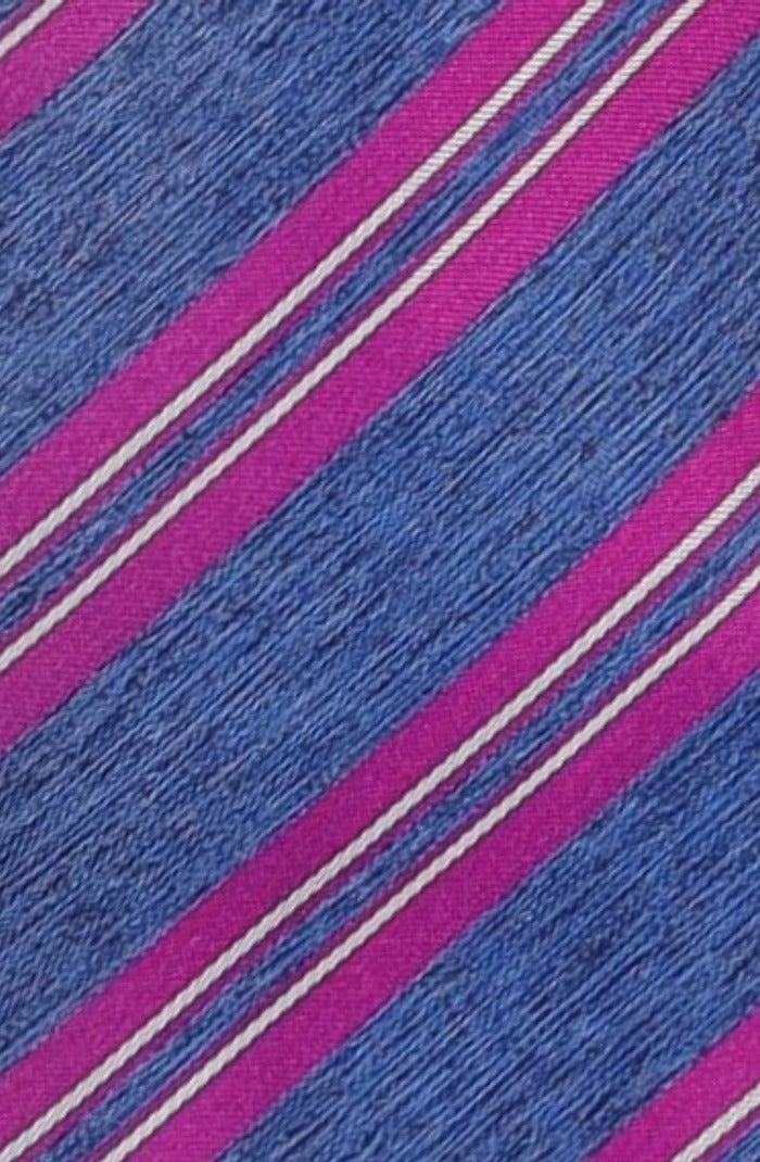 Italo Ferretti Silk Tie, Blue Magenta Stripe