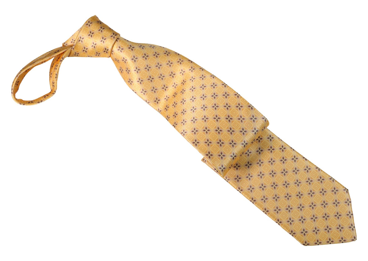 Italo Ferretti - Silk Tie - Mens Tie - Mondo Uomo - Yellow Floral Medallion - TIE12-01 - Front