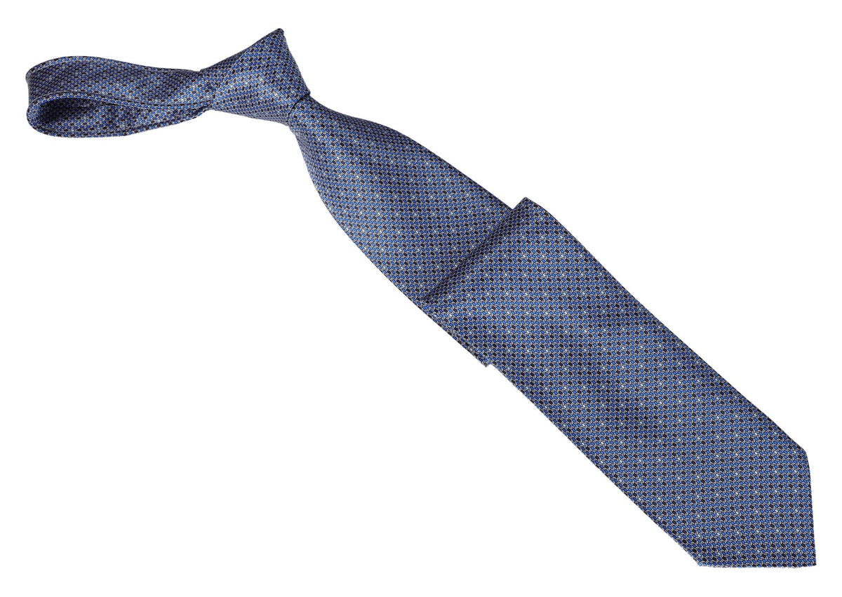 Italo Ferretti - Silk Tie - Mens Tie - Mondo Uomo - Blue Geometric Link - TIE12-03 - Front