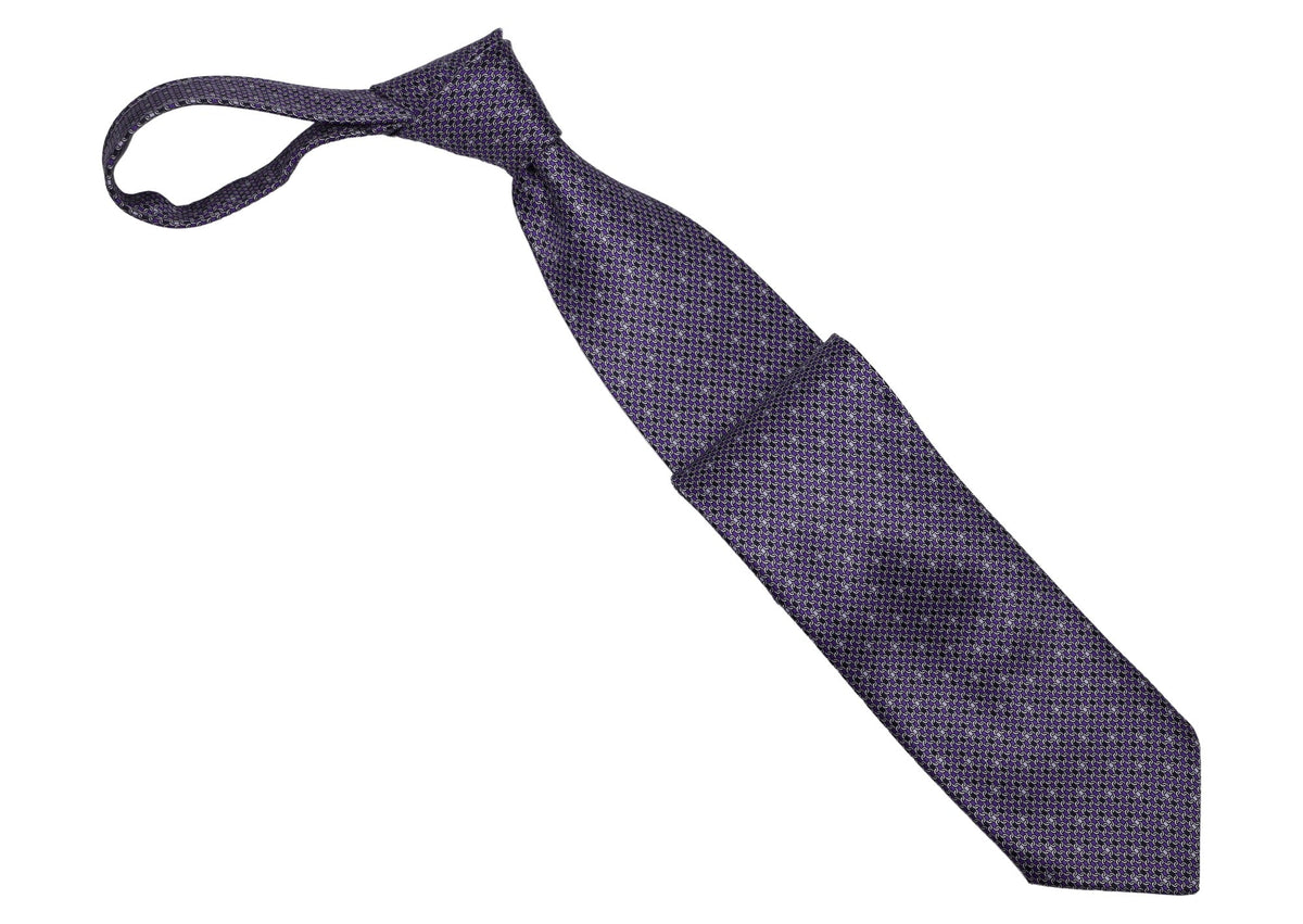 Italo Ferretti - Silk Tie - Mens Tie - Mondo Uomo - Purple Geometric Link - TIE12-04 - Front