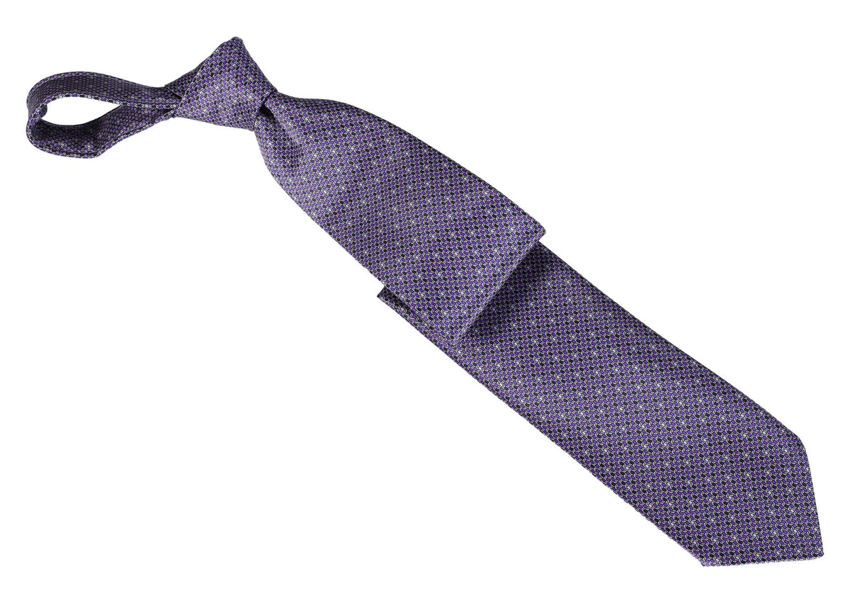 Italo Ferretti - Silk Tie - Mens Tie - Mondo Uomo - Purple Geometric Link - TIE12-04 - Front